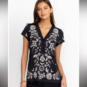 Johnny Was Oleander Button neck tee- Large